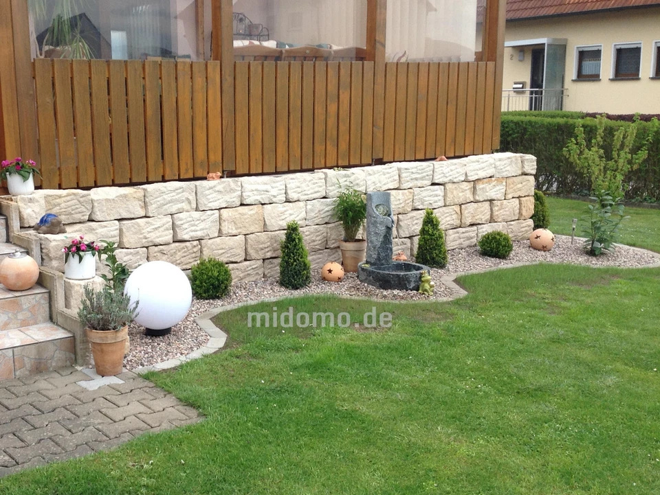 Sandstein Mauersteine Garten Mauer Hochbeet Naturstein Trockenmauersteine beige - Bild 2 von 3