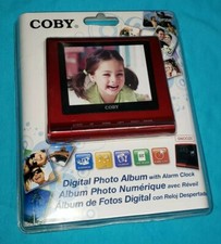 COBY DP356 Red Digital Photo Album with Alarm Clock USB   New Sealed