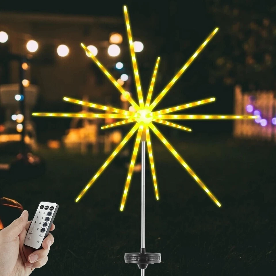 56/112 LED Solar Firework Lights Outdoor Waterproof Path Lawn Garden Decor Lamp - Image 2 of 4