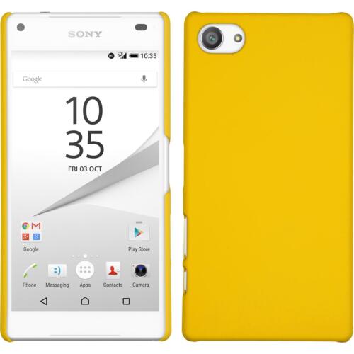 Custodia rigida per Sony Xperia Z5 Compact custodia gialla gommata + 2 pellicole protettive - Foto 1 di 6