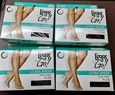 Leggs to Go! knee highs Plus 8 pair coffee sheer toe 15223