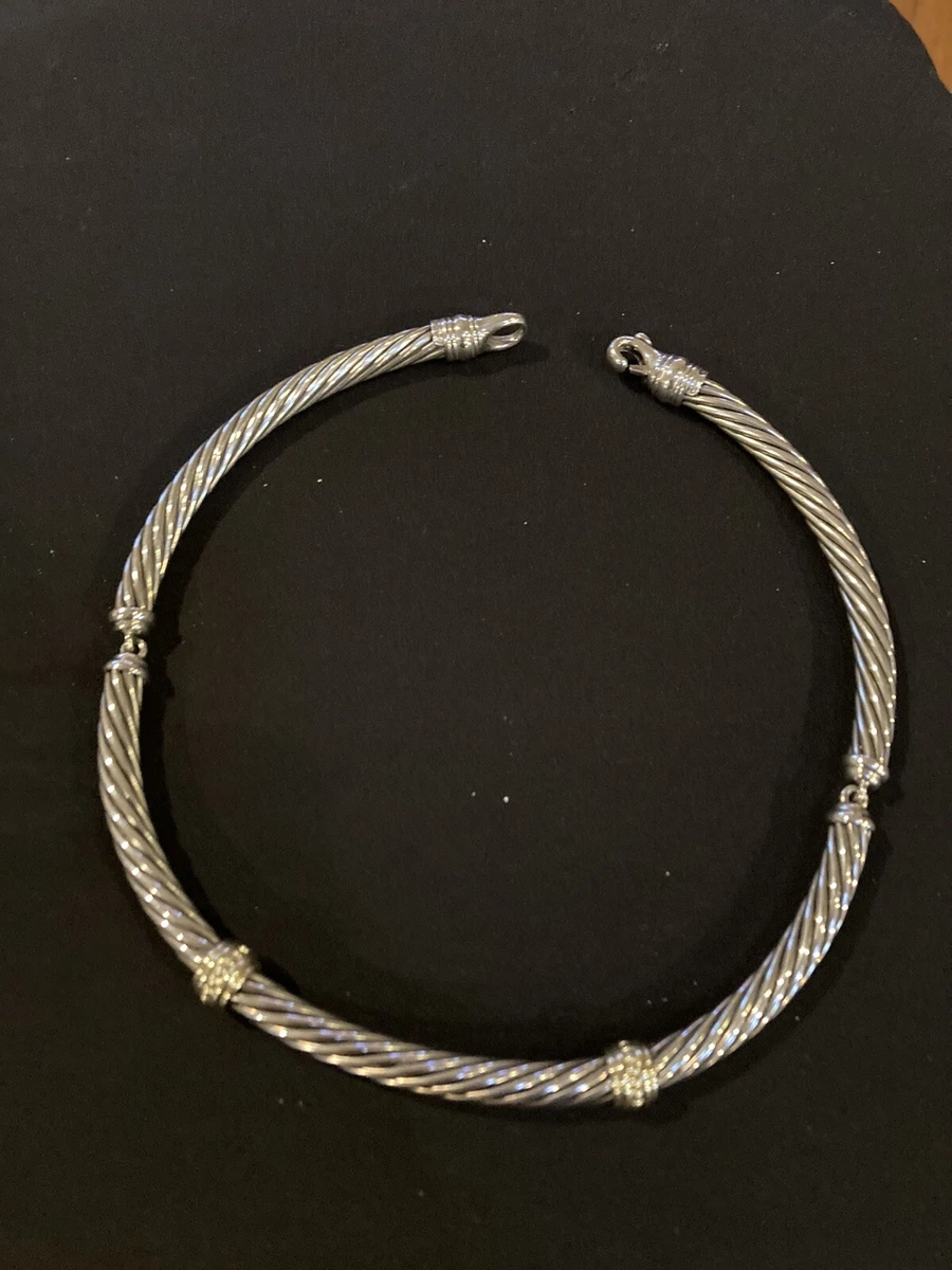 David Yurman Sterling Silver Gold Cable Choker Necklace eBay