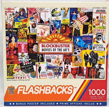 MasterPieces Flashbacks Jigsaw Puzzle "Movie Posters" Bonus Poster Included Nice