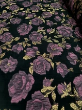 Mauve Floral Brocade Fo Dress Fabric Sold By The Yard Frech Sheer Black Organza 