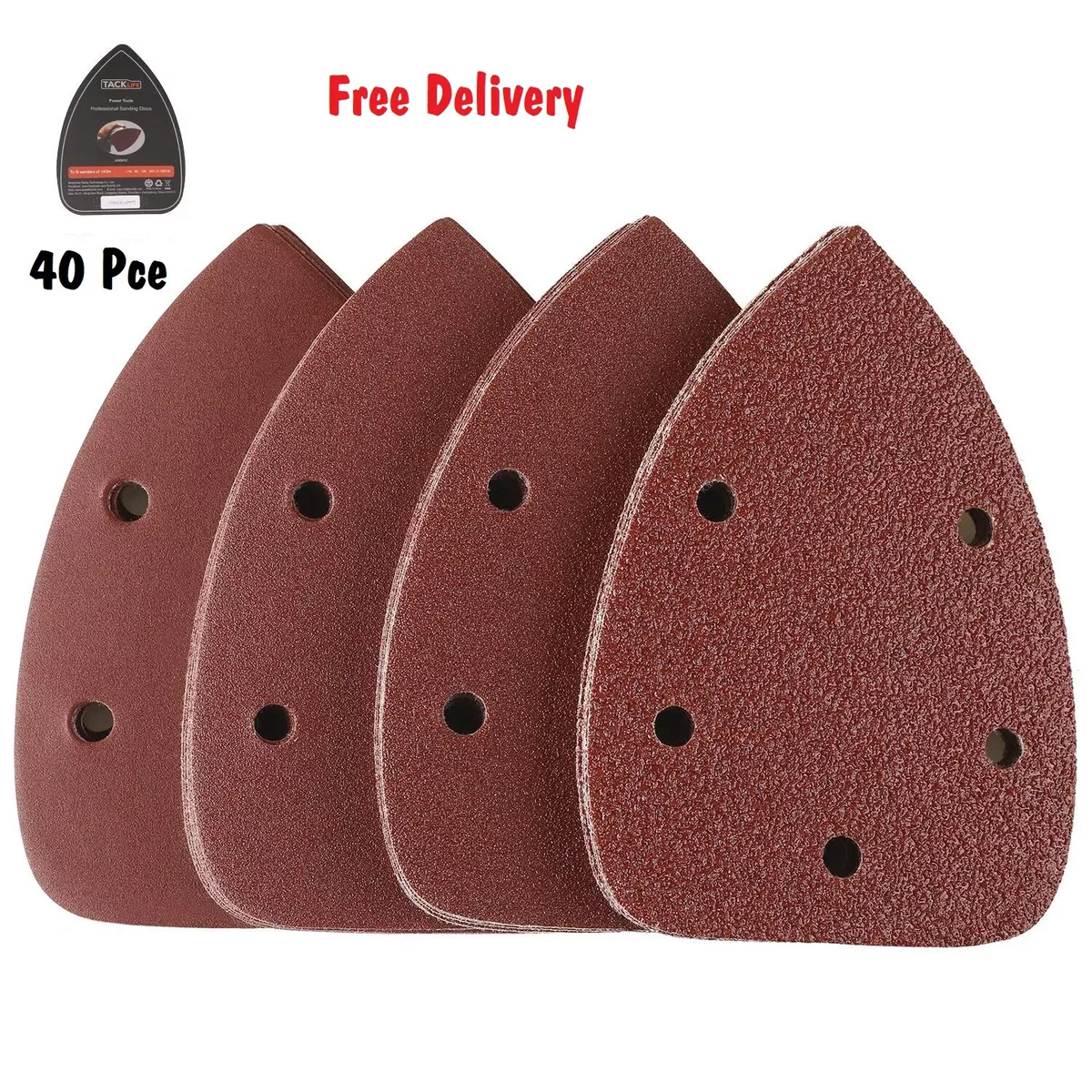 40Pcs Detail Sander Paper Tacklife Mouse Sanding Pads Mixed Grits