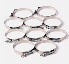 10pcs 2.25in T-BOLT CLAMP SILICONE STAINLESS STEEL HOSE TURBO INTAKE INTERCOOLER