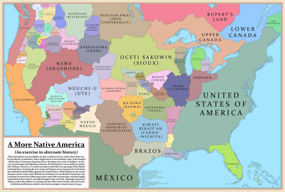 A more Native America - Alternate History Map American Indian Wall Art Poster