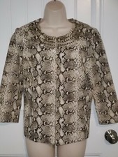 Additions by Chico's Embellished Snake Skin Print Hook Closure Jacket Size 1