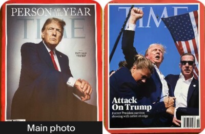 2 Time Magazine Donald Trump Attack Person Year Assassination Shot 2024 NO LABEL