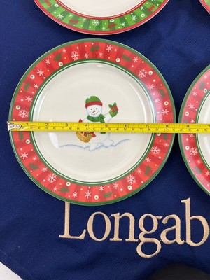 Set of 4 LONGABERGER Christmas Pottery HOLIDAY SNACK PLATES 8.5