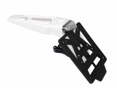 ENDURO CROSS MOTORCYCLE LICENSE PLATE HOLDER APPROVED WHITE RACETECH REMOVABLE LED INTEGRAL