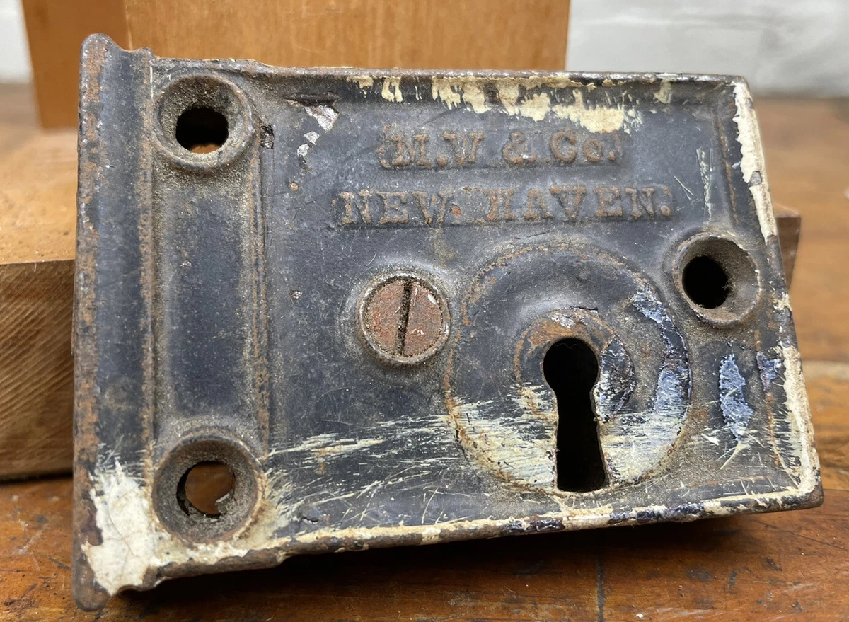Antique M.W. Co. DOOR RIM LOCK Mallory Wheeler Old Door