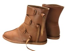 Viking shoes with Half high Viking Medieval Brown Leather Boots Lace