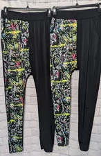Urban Groove Harem Style Dance Costume Pants Black And Gray Graffiti Print M/XL