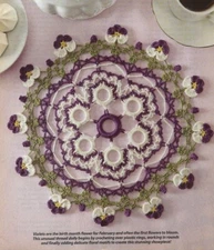 VIOLETS IN THE SNOW DOILY 10" HOME DECOR CROCHET PATTERN INSTRUCTIONS