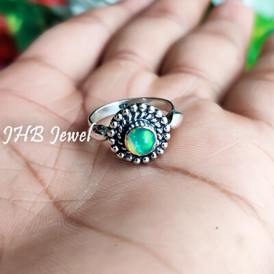 Ethiopian Opal Gemstone 925 Sterling Silver Ring Best Wishes Jewelry For  Love