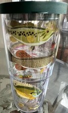 Bicchiere Tervis Doppia Parete con Pesce, Esche da Pesca e Coperchio