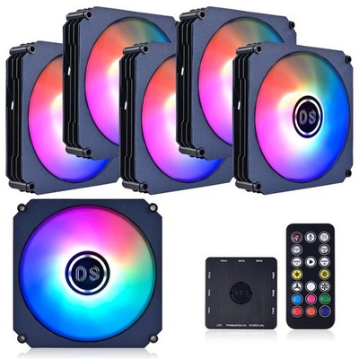 RGB LED Case Fans 120mm 6 Pack with Remote Control for PC Cooling Systems