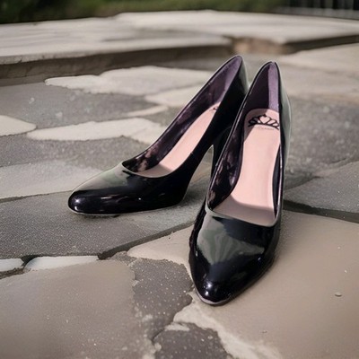 Fergalicious By Fergie Faux Leather High-Heel Pumps Womens 9M Black Symphony NEW