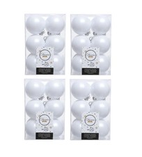 48 Winter White Christmas Baubles Shatterproof Luxury Tree Decoration 6cm White