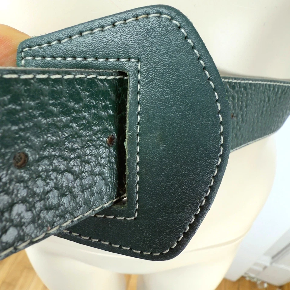 Cinturón verde con hebilla de cuero dividido guijarro parís de colección 80/32 Foto 2 de 4