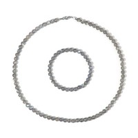Cavill Silberset Labradorit 139,25Ct Rund Perlen 925 Silber Rhodiniert