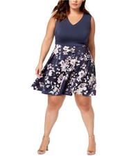 City Studio Womens Day A-line Dress, Blue, Plus Size, 16W