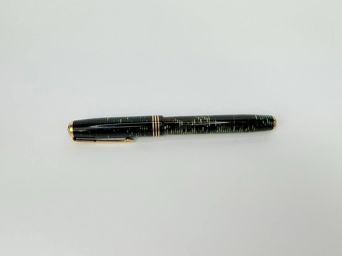 Parker Vacumatic Laminated Grey Pearl Pen Three Rings On Cap Major
