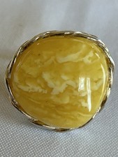 Vintage Baltic Amber Butterscotch Sterling Silver 925 Adjustable Ring SZ 6.5