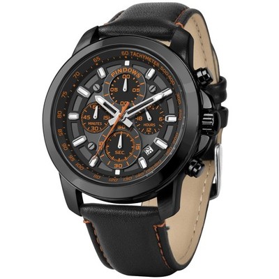 PINDOWS Watch for Men Analog Quartz Chronograph Waterproof Luminous Wrist