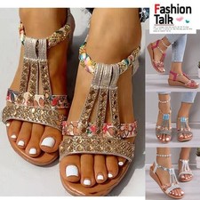 Womens Low Wedge Strappy Sandals Ladies Casual Peep Toes Summer Comfy Shoes Size