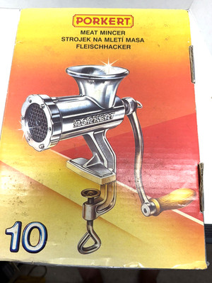 Porkert Meat Mincer #10 Cast Iron Tinned With Sausage Stuffer Complete