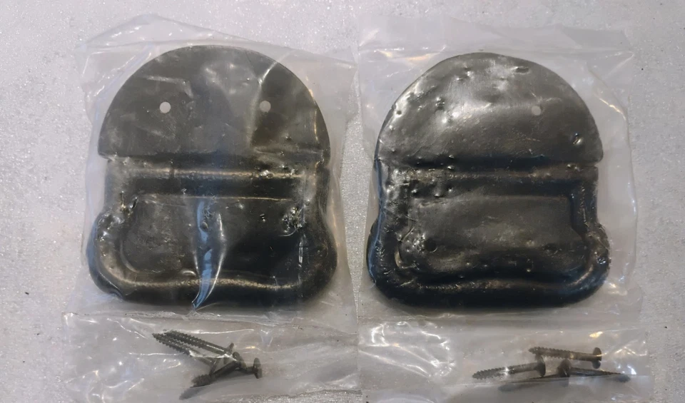 2 New Iron Drop Handle Pulls Handles for Trunk Toolbox Chest  3 1/2" x 3 1/2" - Image 2 of 2