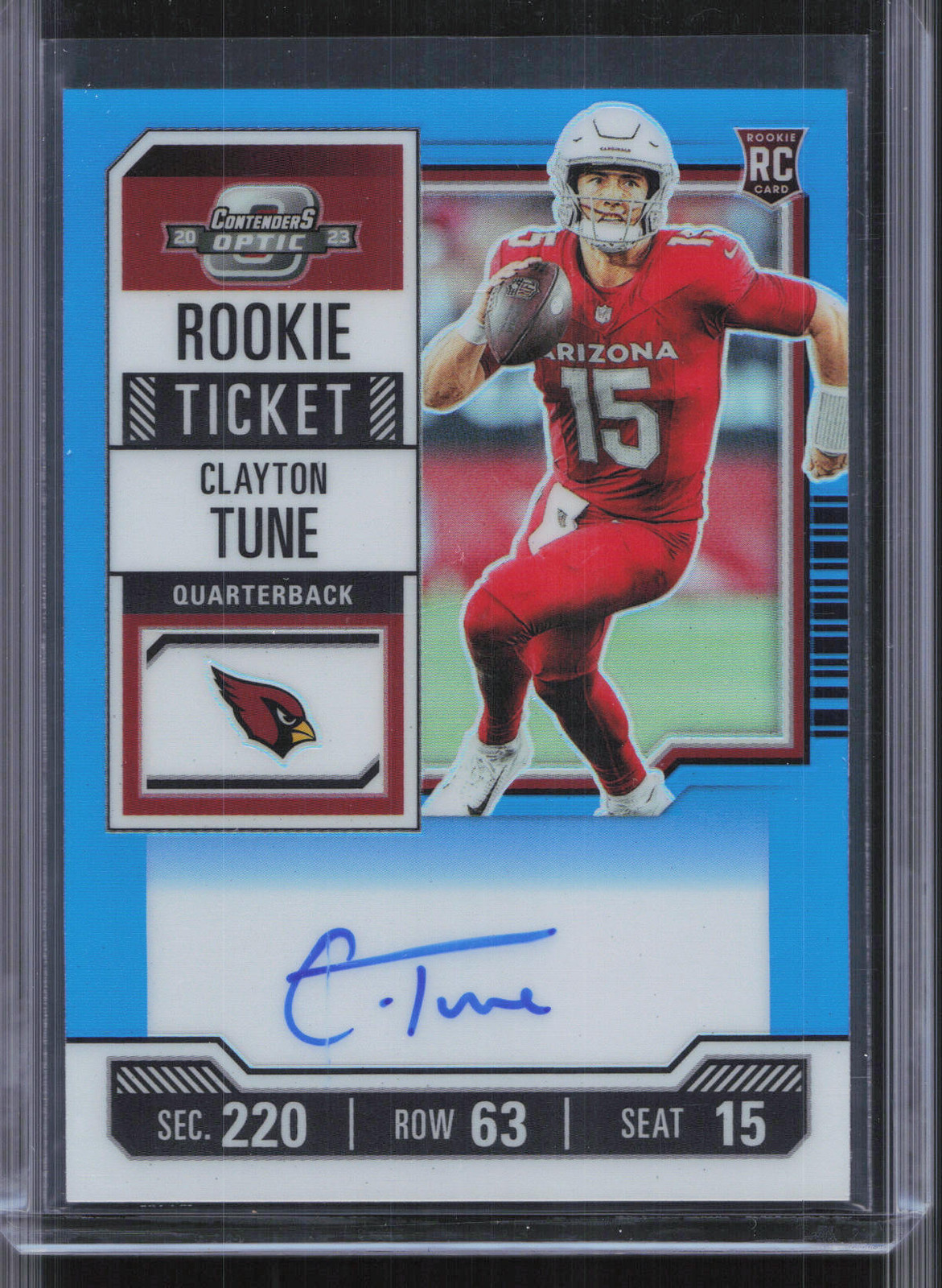 2023 Contenders Optic #106 Clayton Tune Rookie Ticket Teal Auto #/99 RG58
