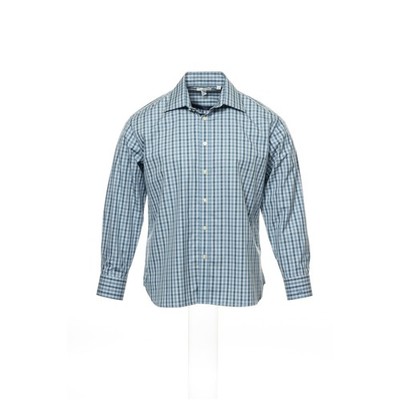 Ryan Kenny Mens Shirt Sz L Blue Plaid Long Sleeve 100% Cotton Button Front