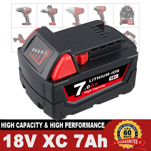 18 Volt M18 Akku M18B6 18V Xc 7,0 Ah Li-Ion 48-11-1860 48-11-1852 FüR Milwaukee-image
