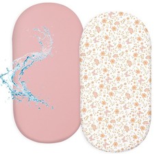 Baby Bassinet Sheets for Girls Boys 2 Pack Waterproof Bassinet Mattress Elast...