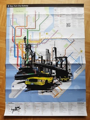 Art on Subway Map, SKYLINE /  YELLOW CAB, 82 cm x 60 cm*NEU*TOP*NEU*
