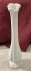 Vintage Fenton Small Swung Bud Pedestal Hobnail White Milk Glass Vase 10 1/8”