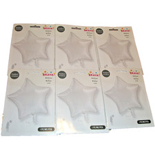 Lot of 6 Solid WHITE 18" Star Shaped Helium or Air Party Balloon Decorations