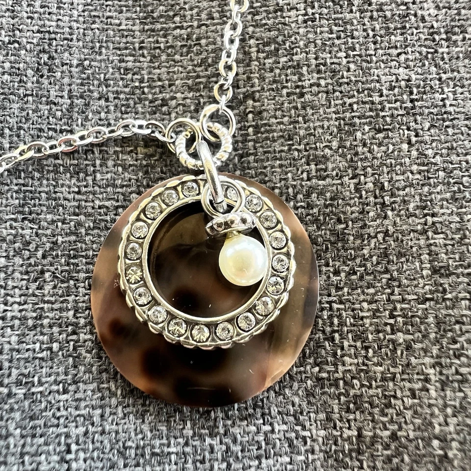 Collar Brighton Sanible Concha Perla Cristal Nuevo 16 Largo Plateado Foto 2 de 4