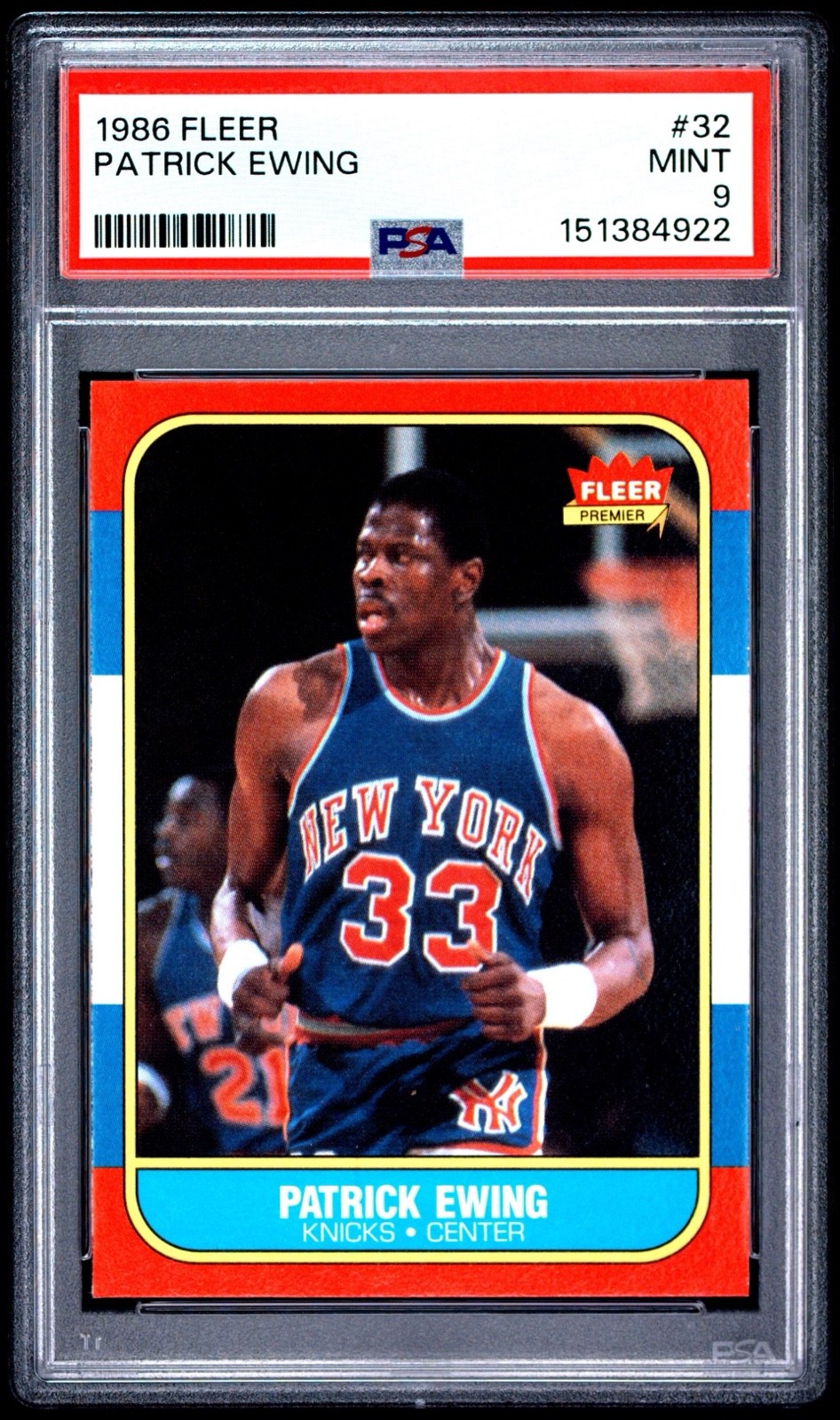1986-87 Fleer - Patrick Ewing #32 (RC) Set Break PSA 9 MINT 4922