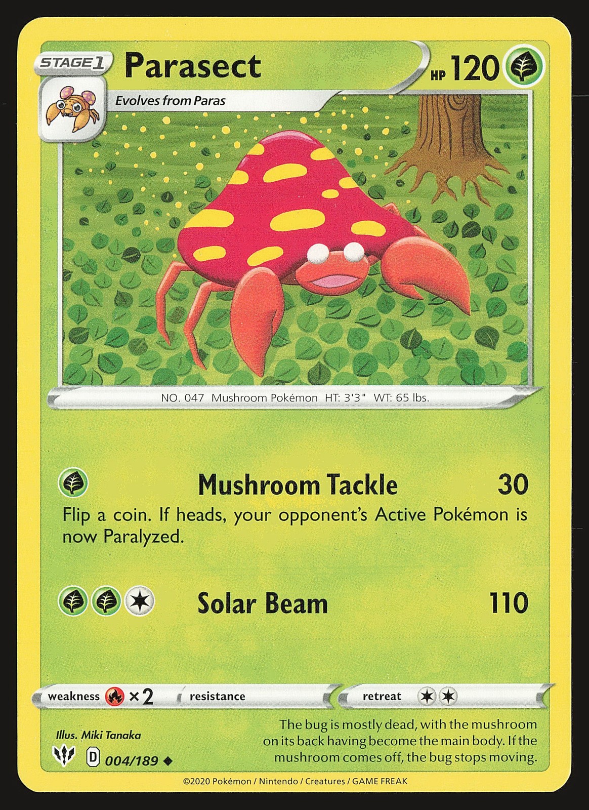SWSH03: Darkness Ablaze Parasect #004/189 Uncommon Pokemon Card