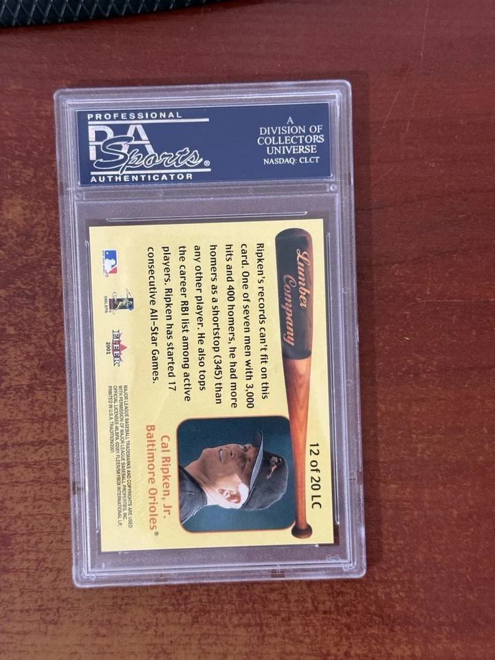 2001 Fleer Lumber Company Cal Ripken Jr #12 Baltimore Orioles PSA 10 - Image 3 of 3