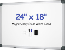 Magnetic White Board for Wall, 24" X 18" Dry Erase Board Kit with 2 Magnetic Dry