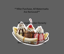 Banana Split Sticker Waterproof Decal Ice Cream Dessert Food Gift NEW