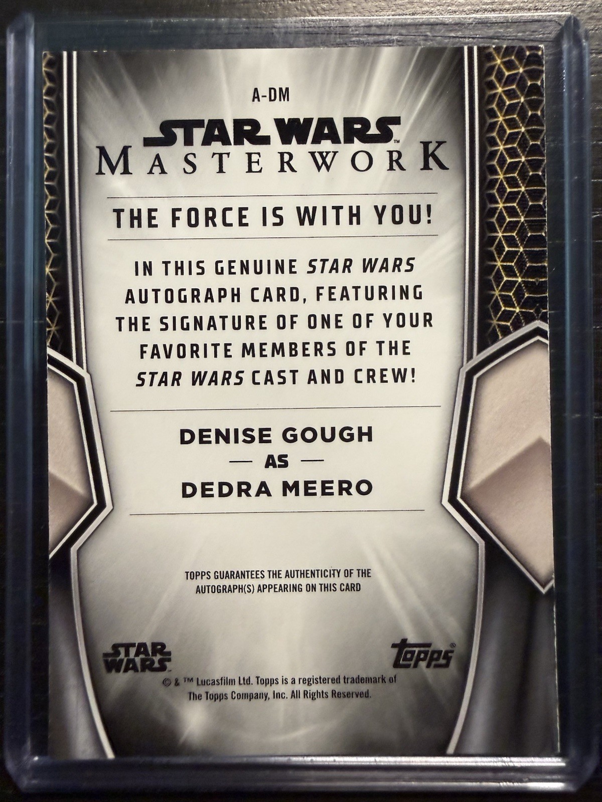 2026 Topps Star Wars Masterwork DEDRA MEERO Wood Auto #/10 A-DM view 2