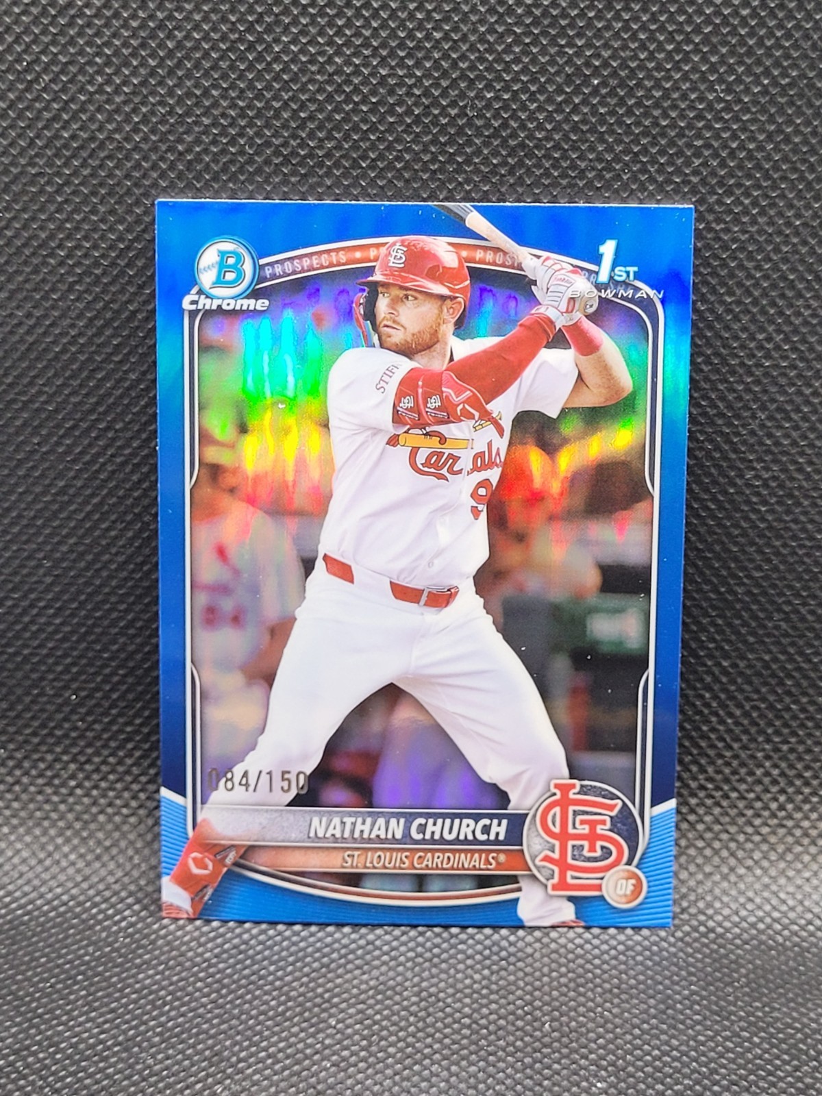 2025 Bowman Chrome NATHAN CHURCH true blue refractor 084/150 RC 1st Cardinals