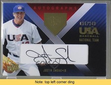 2008 USA Baseball National Teams Team Black Ink /249 Justin Smoak Auto READ 2x6