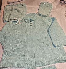 Crochet Girl/Boy Newborn Hat,sweater,booties,mitten 4 PC Outfit Set New Gift,